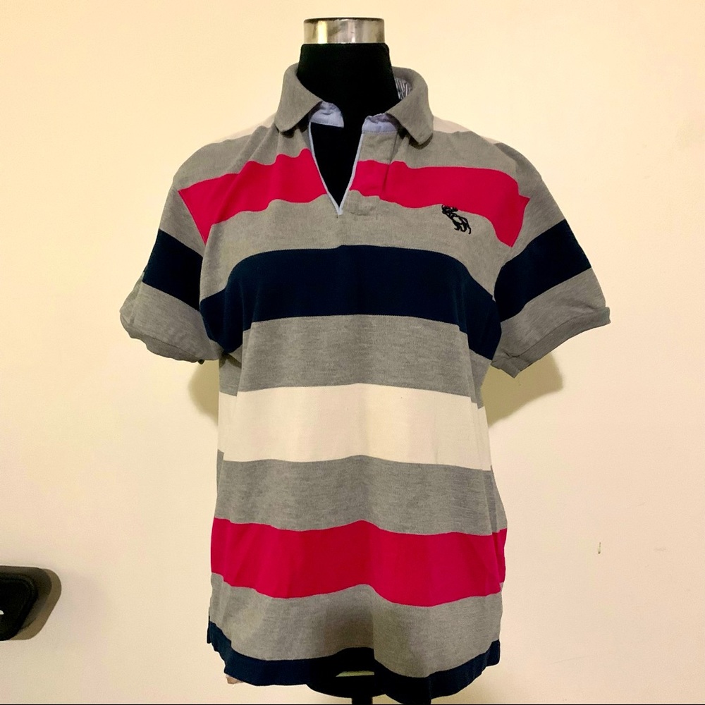 Abercrombie & Fitch Minimalist Striped Polo Rugby Shirt Size XL
